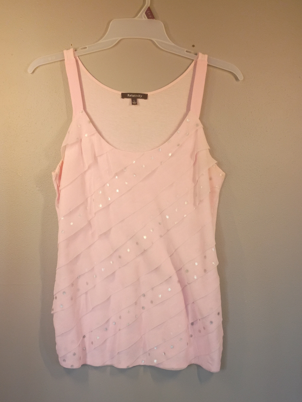 Relativity Women's Pink Ruffle Tank Top Size Large